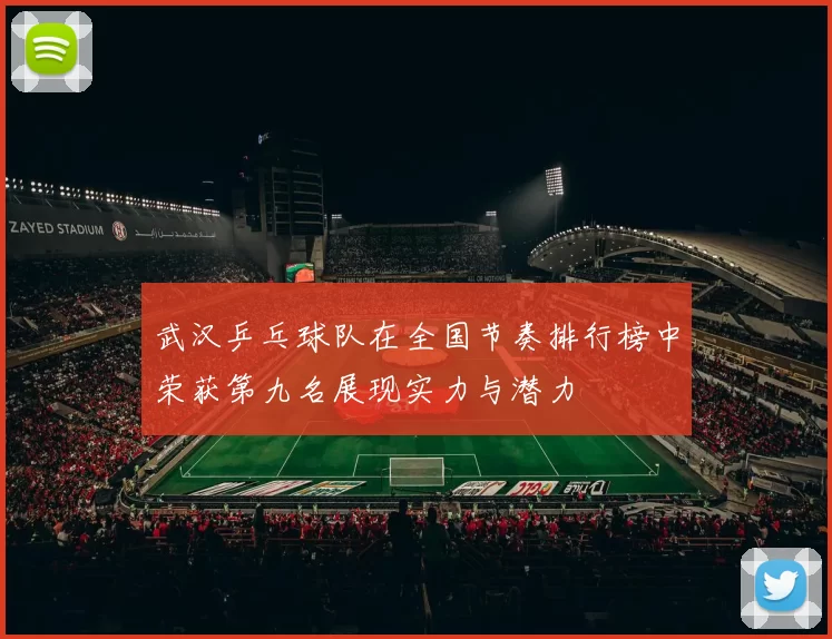 武汉乒乓球队在全国节奏排行榜中荣获第九名展现实力与潜力